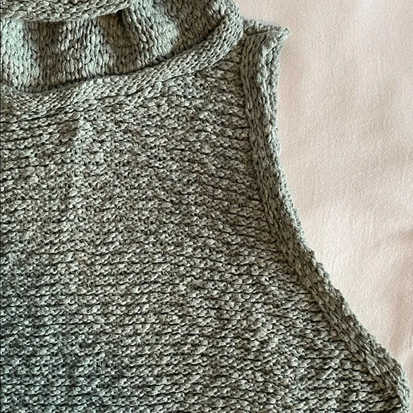 Anthropologie Pilcro NWT Turtleneck Tank Sweater in Moss Chunky Cotton Blend L - Picture 8 of 14
